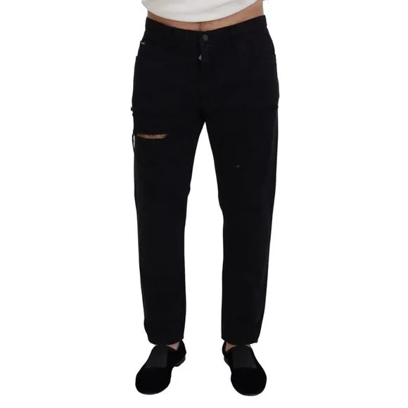 Dolce & Gabbana Black Loose Regular Torn Cotton Men's Jeans
          
      NWT