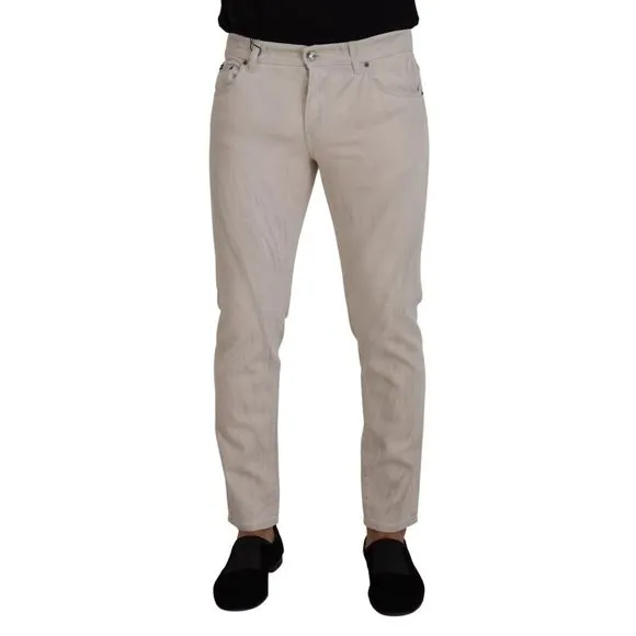 Dolce & Gabbana Off White Cotton Skinny Men Denim Men's Jeans
          
      NWT