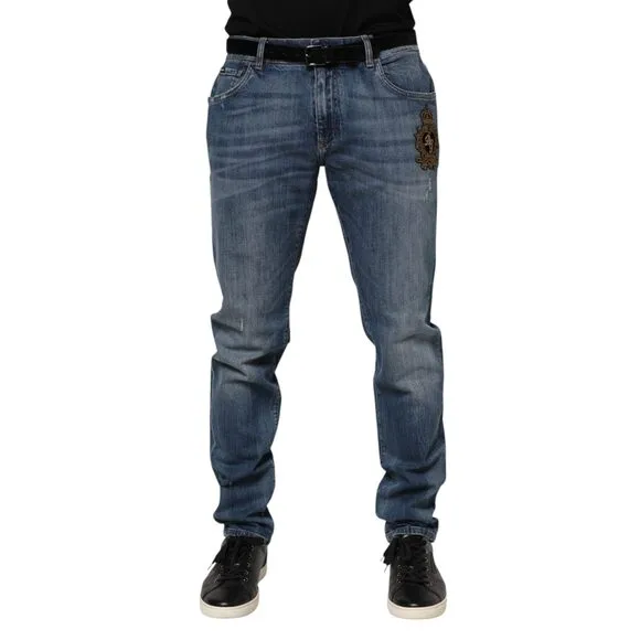 Dolce & Gabbana Blue Logo Embroidery Denim Jeans
              
      NWT