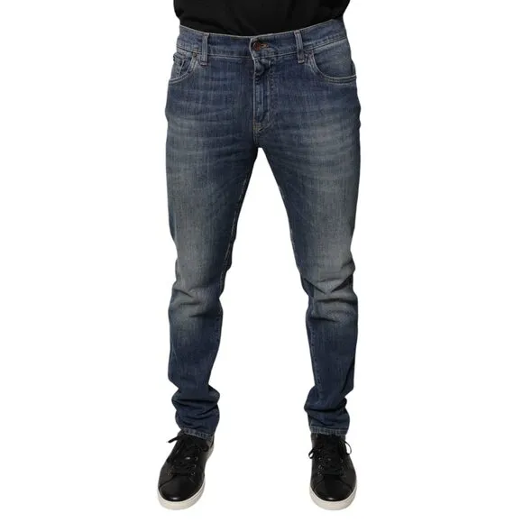 Dolce & Gabbana Blue DG Crown Logo Cotton Skinny Denim Jeans
              
      NWT