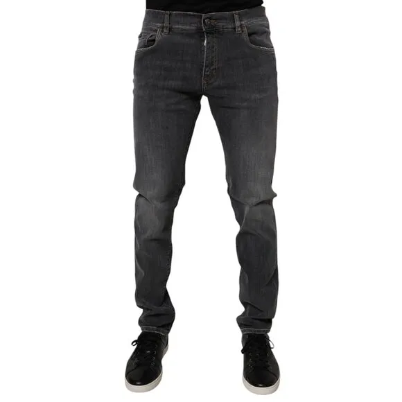 Dolce & Gabbana Dark Gray Washed Cotton Slim Fit Denim Jeans
              
      NWT