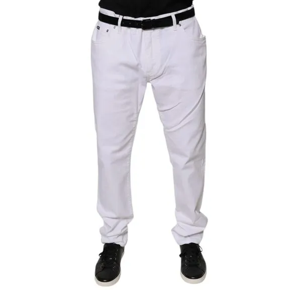 Dolce & Gabbana White Cotton Stretch Skinny Men Denim Jeans
              
      NWT