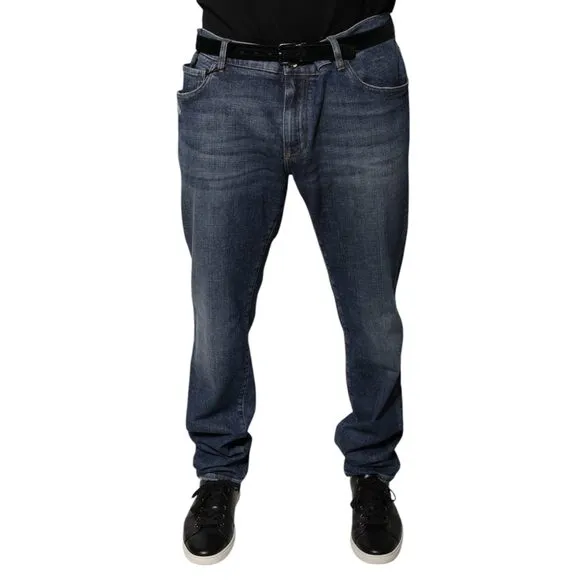 Dolce & Gabbana Dark Blue Cotton Logo Skinny Denim Jeans
              
      NWT