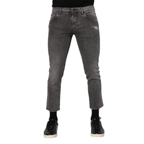 Dolce & Gabbana Gray Cotton Logo Plaque Men Denim Jeans
              
      NWT