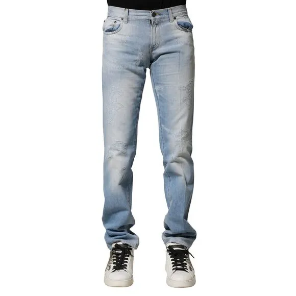 Dolce & Gabbana Light Blue Washed Straight Fit Denim Jeans
              
      NWT