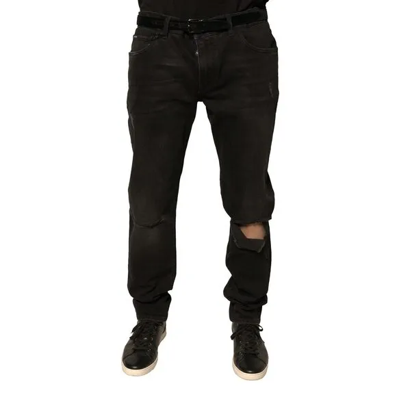 Dolce & Gabbana Black Ripped Logo Cotton Skinny Denim Jeans
              
      NWT