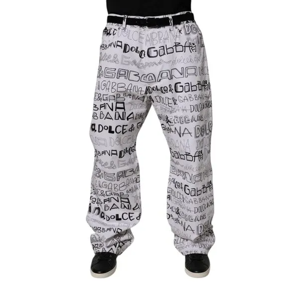Dolce & Gabbana White Logo Print Straight Men Denim Jeans
              
      NWT