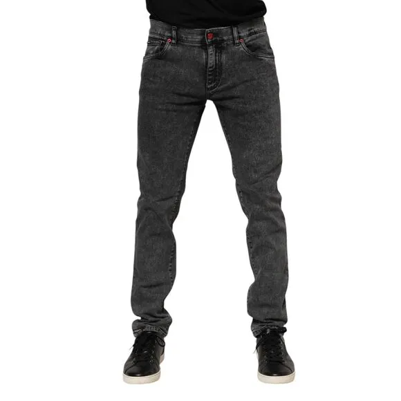Dolce & Gabbana Black Washed Cotton Logo Plaque Denim Jeans
              
      NWT