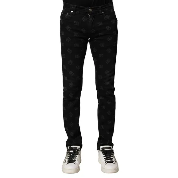 Dolce & Gabbana Black Cotton DG Logo Skinny Men Denim Jeans
              
      NWT