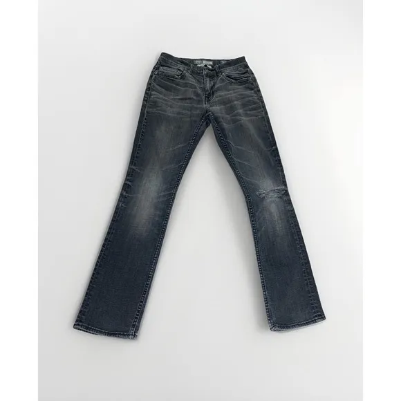 BKE Buckle Alec Jeans Men's 28S Black Denim Straight Leg Western Distressed