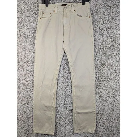 Civilianaire Jeans Mens 30x32 (Tag 28) Regular Beige Japanese Selvage Denim FLAW