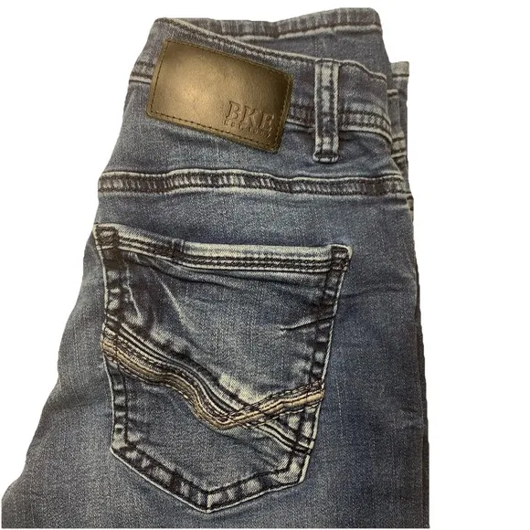 Buckle BKE Alec Jeans Men 28x32 Blue Dark Wash Whiskered Stretch Slim Fit Denim