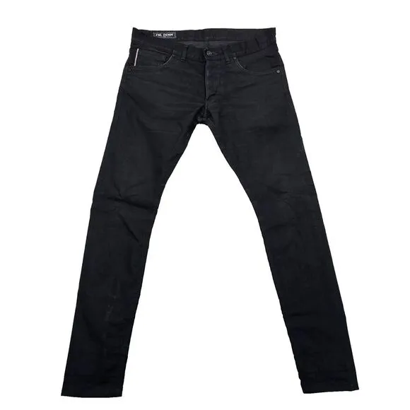 FNL Denim Skinny Leg Jeans Button Fly 5 Pocket Stretch Black Mens Sz 36.5" Waist