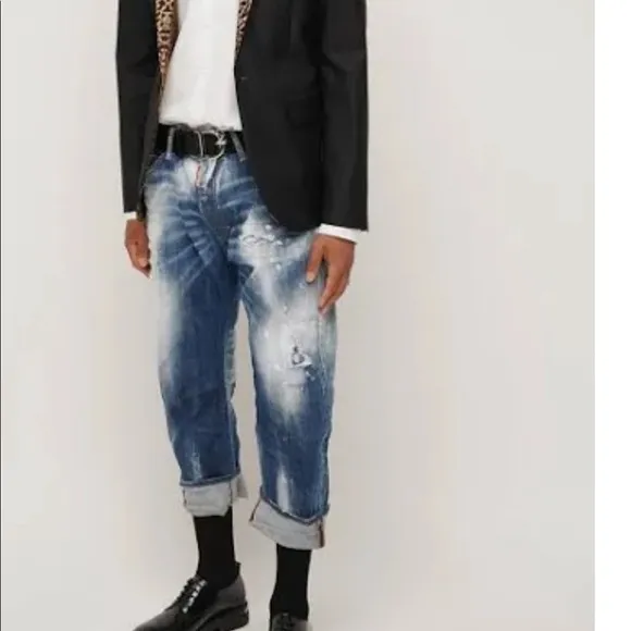 Dsquared2 gathered waist side stripe jeans