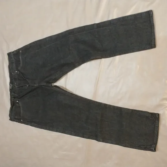 DSTLD dark wash button fly straight leg jeans