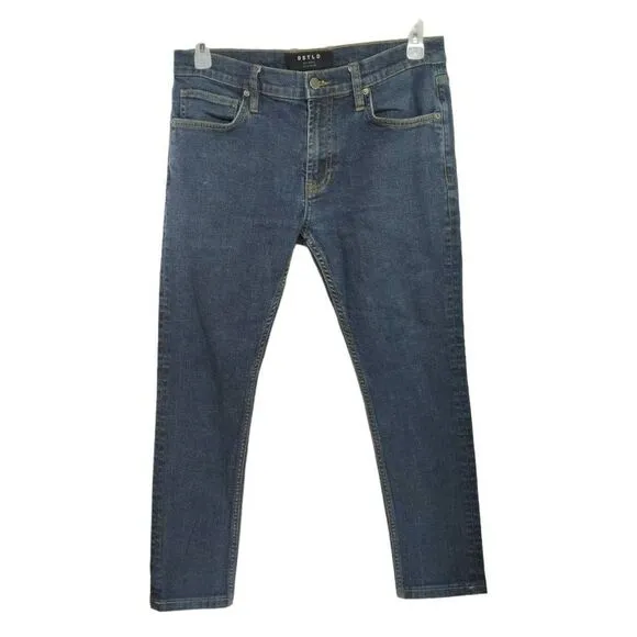 DSTLD Skinny Jeans Mens Sz 34 x27 Blue Tapered Leg Stretch Denim