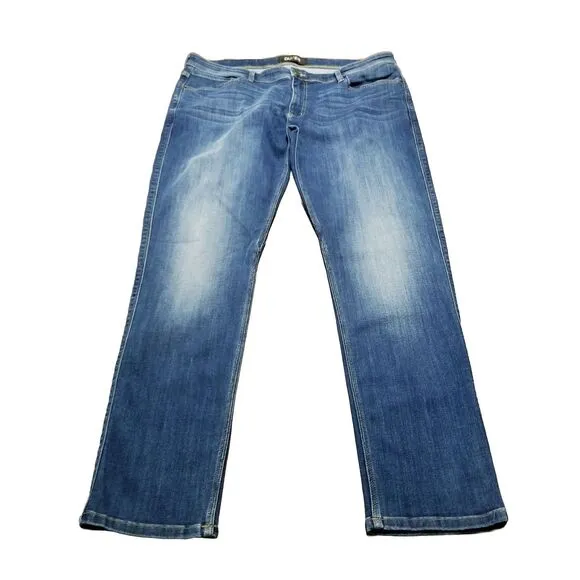 DU/ER L2X Jeans Men Size 40X32 Blue Faded Stretch Slim Fit Denim Whisker (40x32)