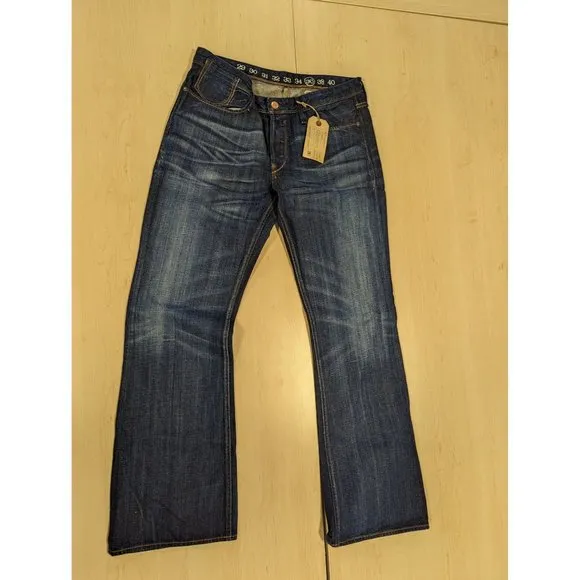 Mens Vintage Earnest Sewn Jakimo Jeans, Blue Denim, Size 36