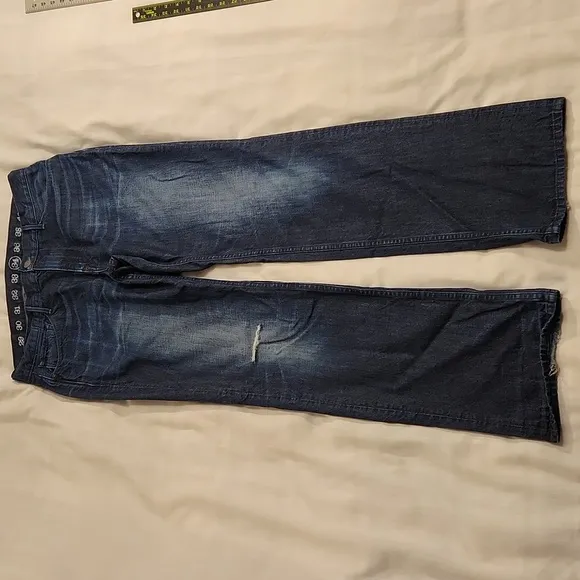 Earnest Sewn men's blue denim jeans size 34 Dexter Relaxed Straight Leg P302
