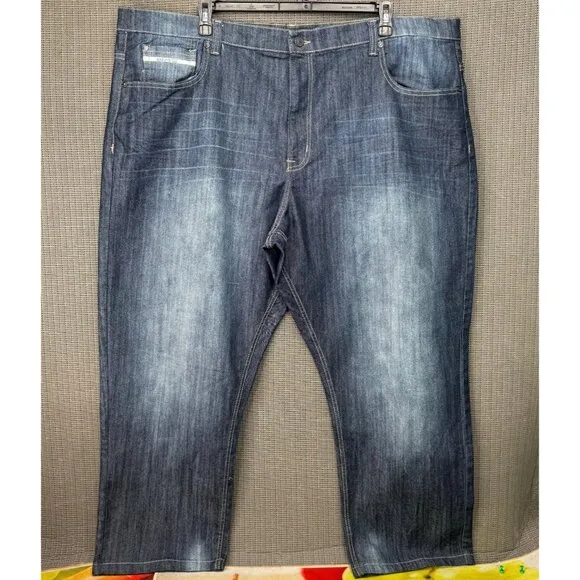 Ecko Unltd Mens Size 48 Blue Athletic Fit Dark Wash 5-Pocket Denim Jeans