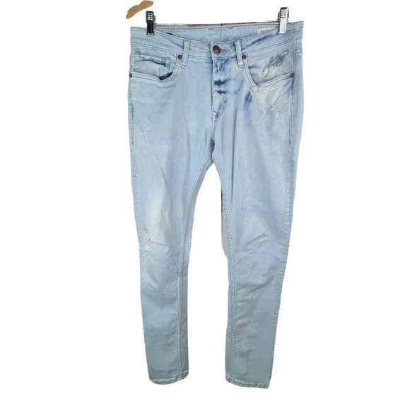 Ed Hardy Skuller Skinny Jeans Born To Raise Hell Distressed Cotton Men's 32