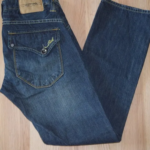 Ed Hardy Button Fly Men's Dark Denim 30 x 32s EUC