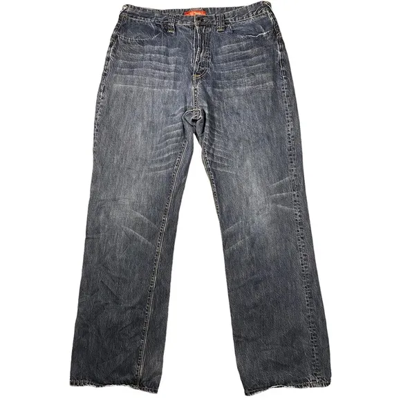Ed Hardy Christian Audigier Men’s Straight Leg Faded Blue Jeans Pants Sz 34x29