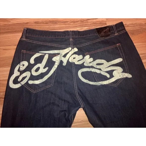 Vtg Y2K Ed Hardy Big Logo Baggy Skater Hip Hop Grunge Jeans VTG Mens Size 48x34