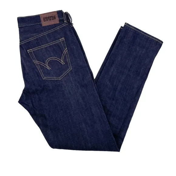 Edwin Made by Saitex Men's Taka Wide Leg Jeans Dark Wash Japanese Denim Size 30