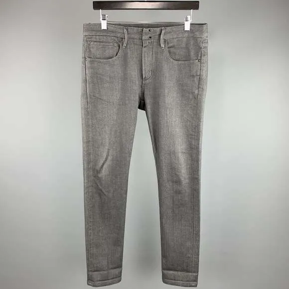 EMPORIO ARMANI Size 32 x 32 Charcoal Cotton Zip Fly Jeans