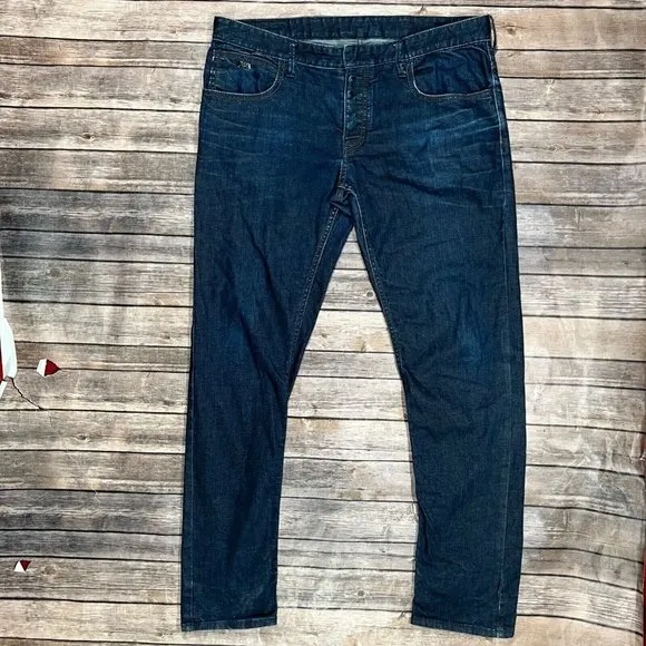 Emporio Armani Johnny Slim Fit Stretch Jeans 38x33 Blue Denim Mens Pants READ