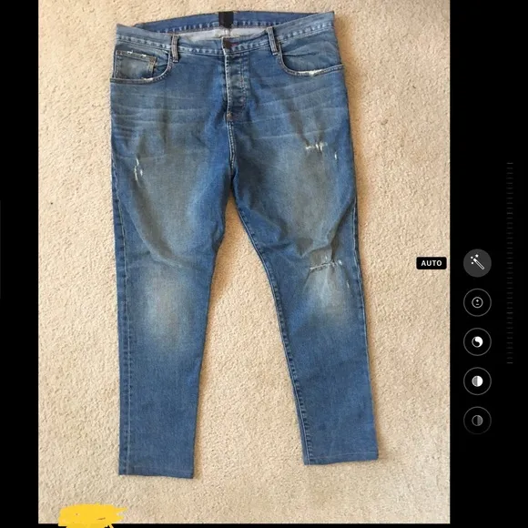 En noir  factory distressed denim jeans Sz 38