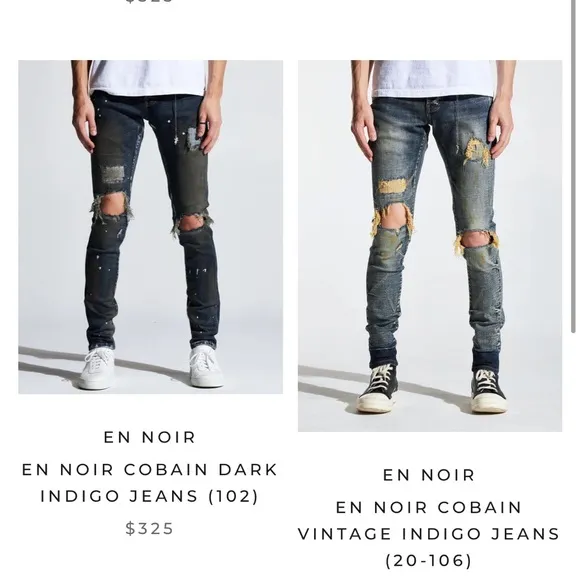 En Noir Men’s Ripped Skinny Jeans