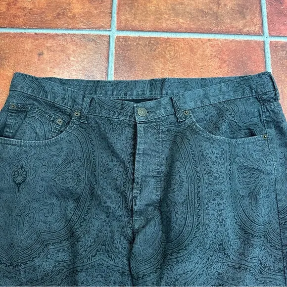 Etro Milano Black Paisley Boot Cut Jeans