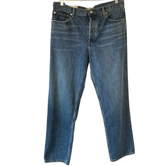Everlane Everybody Jean NEW Button Fly Straight Leg High Rise with Whiskering
          
      NWT
