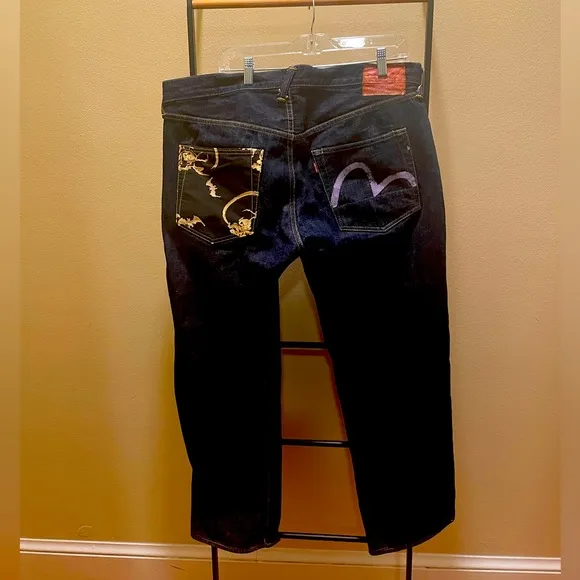 Evisu Yamane jeans EUC graffiti bat design 38x35