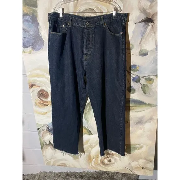 Evisu distress hem vintage jeans size 42X28 hand painted