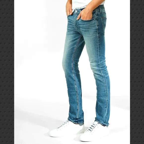 Great Fit! Express 4-Way Stretch Slim Jeans Ice Blue Rinse 38x36