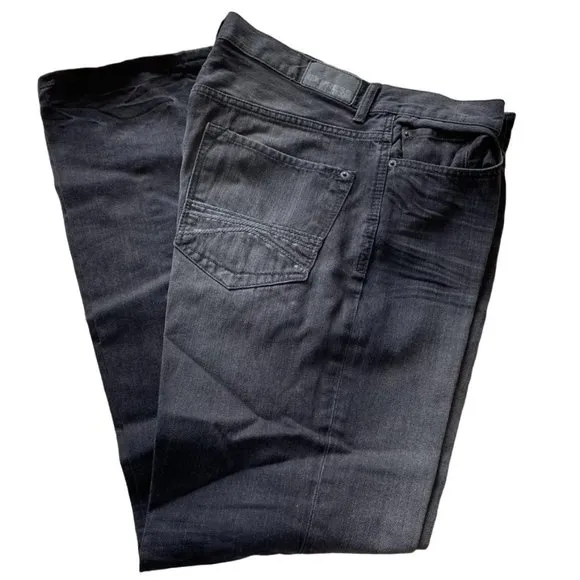 Mens Express Distressed Jeans Black 34 x 34 Low Rise Knigston