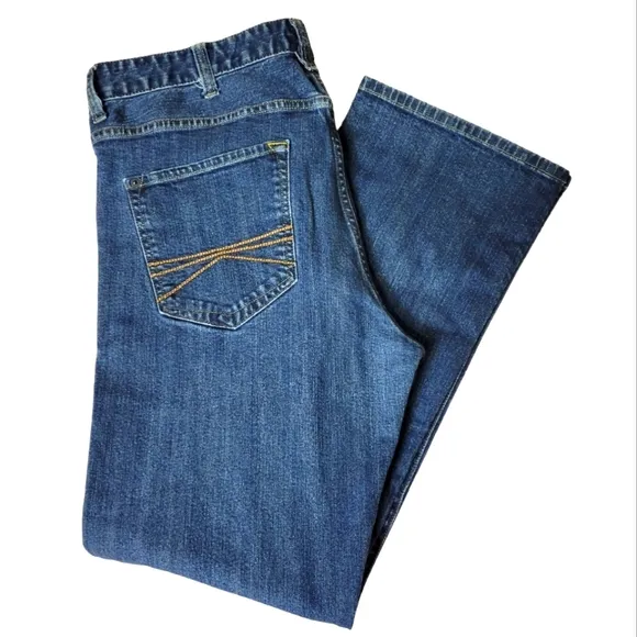Express Jeans 38x34 Blake Loose Fit Stretch Low Rise Boot Cut Dark Wash Mens