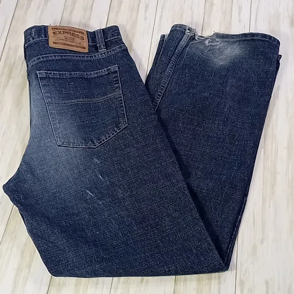 EXPRESS Precision Fit Button Fly Meneker Straight Leg Blue Jeans Men's 32W/30L