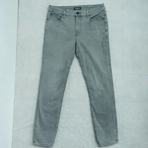 Express Straight Jeans men Sz 33X32 Gray Denim Cotton Blend Mid Rise Slim Fit