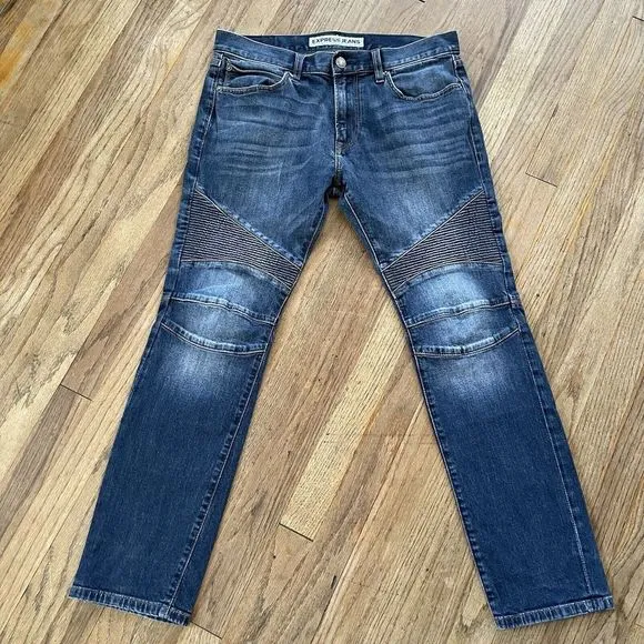 Mens Express Rocco Slim Fit Skinny Leg stretch Jeans Size 31x30 Blue Meas 34x29