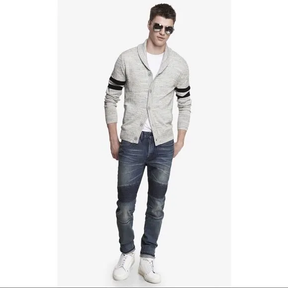 ✨11xHP✨Men's Alec Quilted Super Skinny Moto Sz 29x30 Jean✨