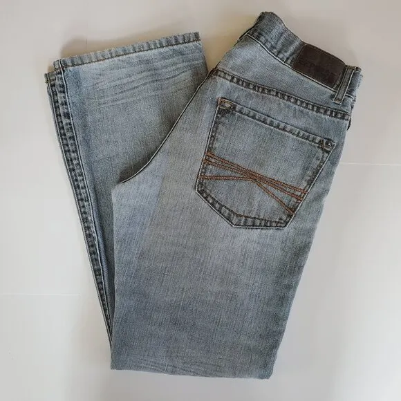 Express Jeans Men's Classic Straight Leg Grey/Blue Acid Wash Grunge Streetwear