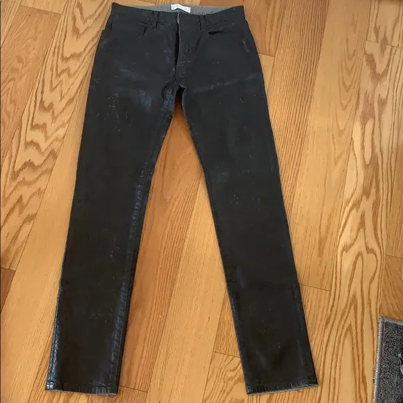 Men's FAITH CONNEXION leather coated black Jeans