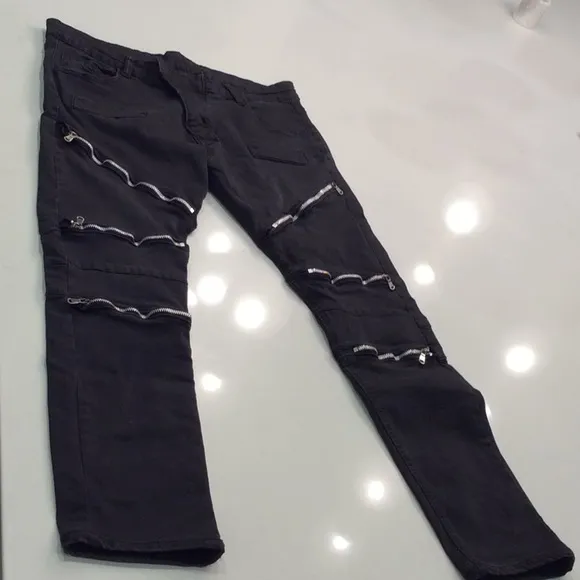 Men’s Black Moto Jeans