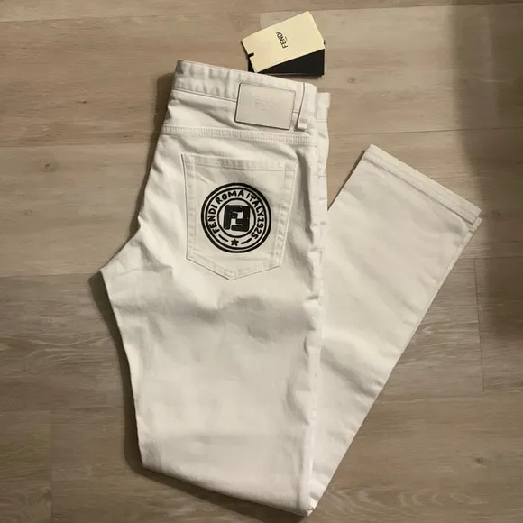 Fendi Men’s White Denim Slim Jeans size 34/34
          
      NWT