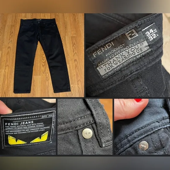 Men’s Fendi Jeans 34/32 Black Fendi Jeans 34/32 Straight Leg Fendi Jeans 34/32