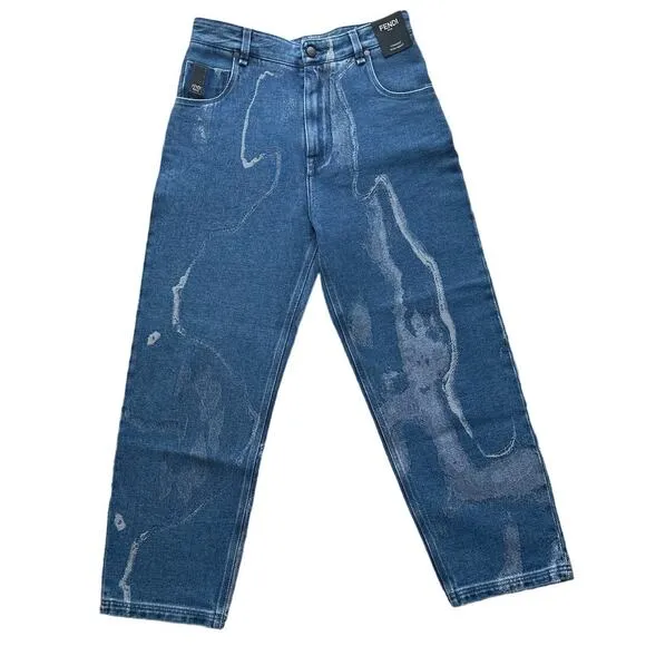 Fendi Roma Moonlight Comfort High Waist Mens Denim Pants Sz 29/34